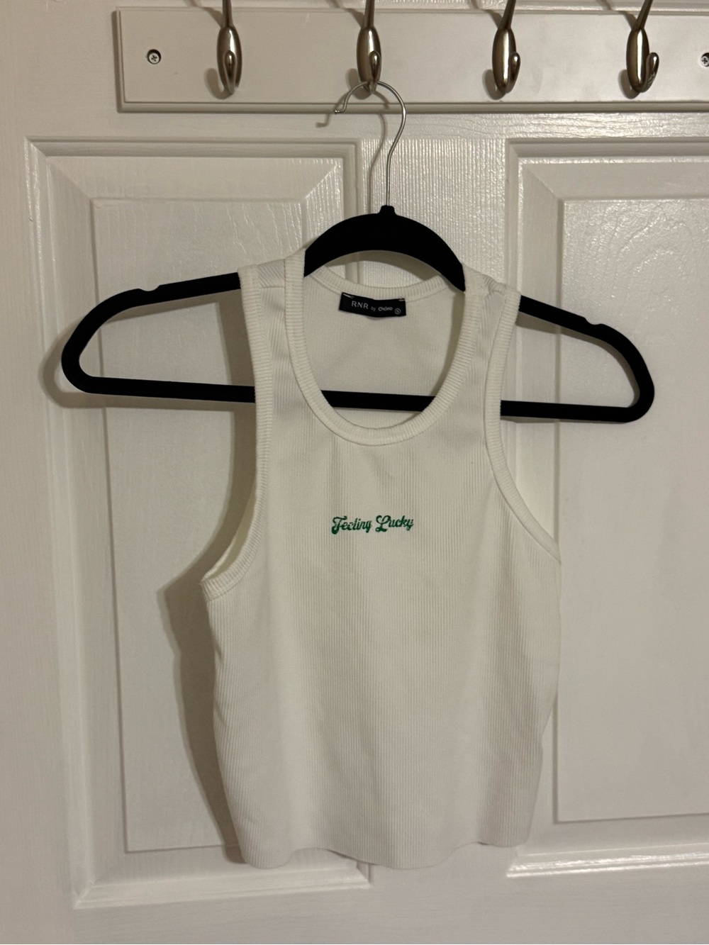 Feeling Lucky White Ribbed Tank Top